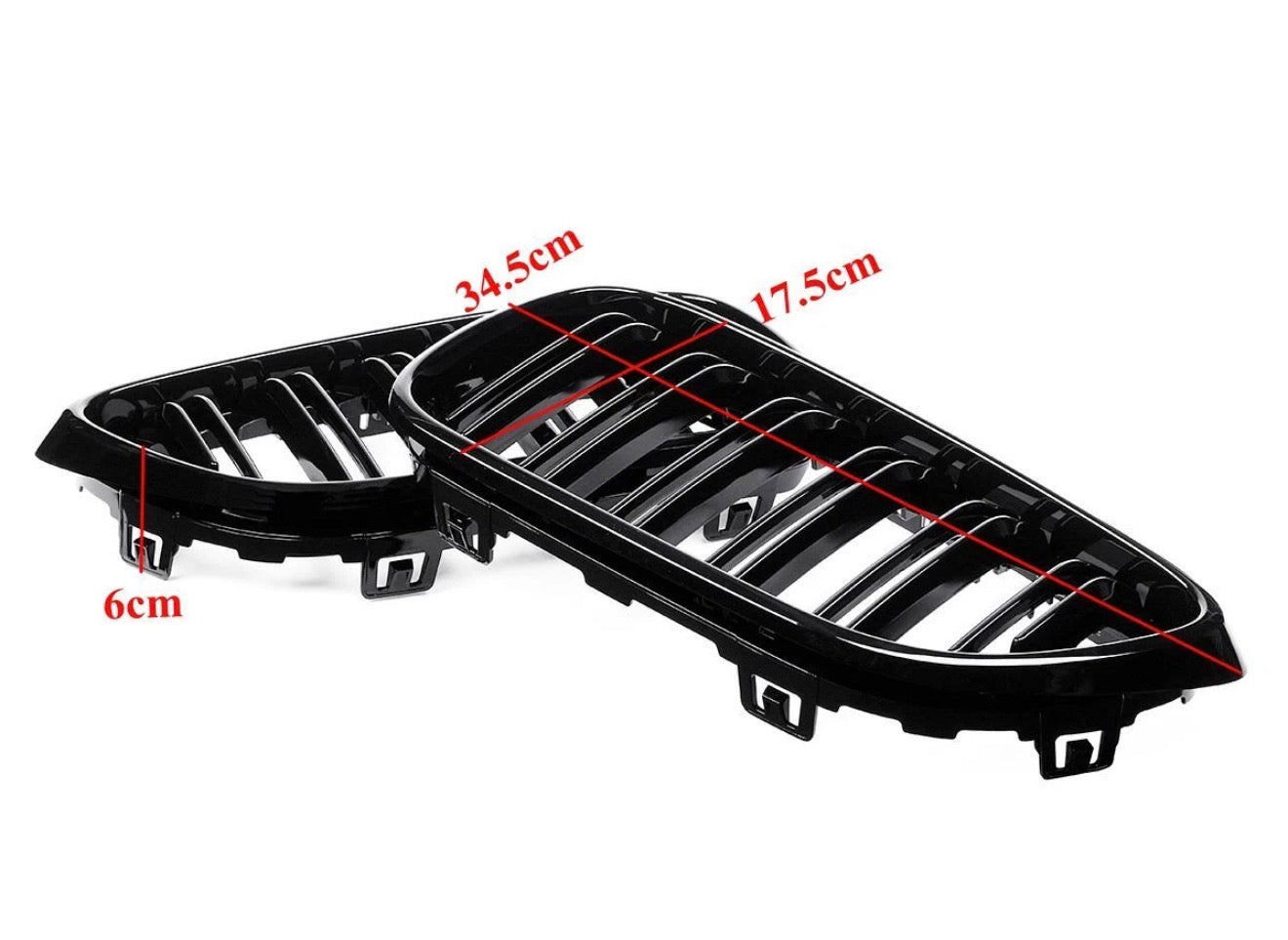 For BMW 2 Series F22 F23 F24 2014-2018 Gloss Black Dual Slat Front Kidney Grill