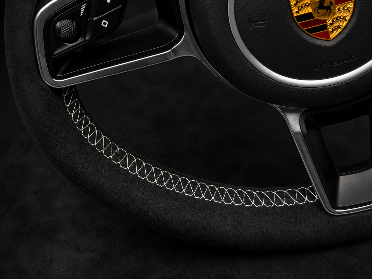 Porsche OEM Style Italian Black Alcantara Steering Wheel For 2012-2025 models