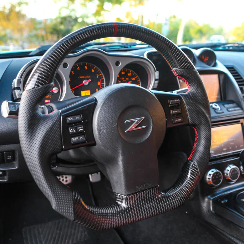 Nissan 350z 2003-2008 Carbon fiber & Perforated leather Racing Steering Wheel