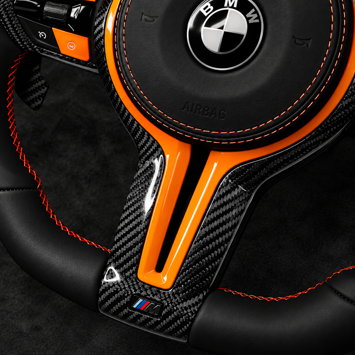 BMW M Performance Sunset Orange Edition Carbon Fiber Steering Wheel | Full Assembly | 2008–2018