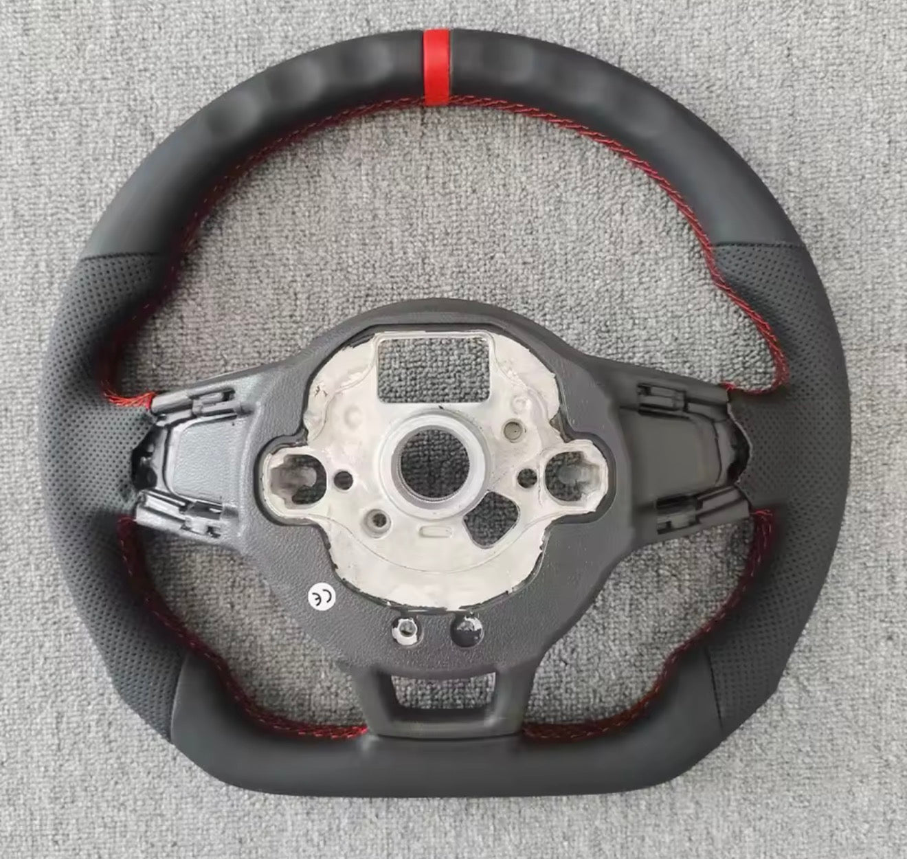 Leather Steering Wheel Red Strip For Volkswagen Tiguan / Golf 7 7.5 GTI GTE