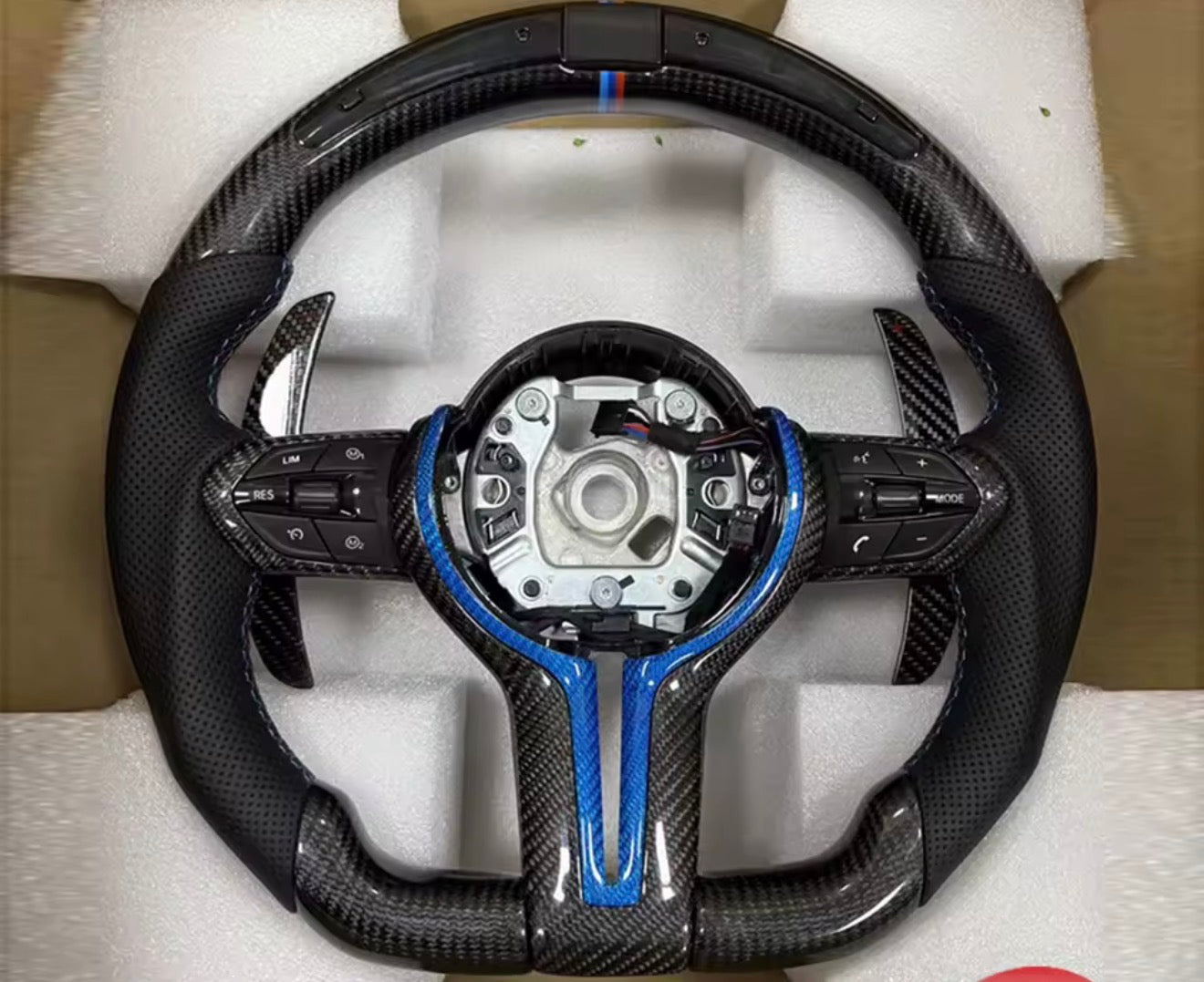 BMW GURR Style Carbon Fiber Steering Wheel With LED Display & Magnetic Carbon paddle shifters For 2012-2019 Models