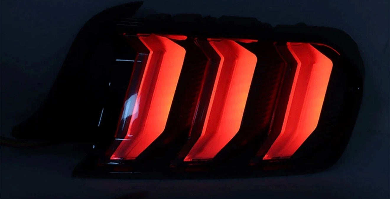 2015-2023 Ford Mustang Black/Clear LED Sequential Tube Tail Lights Brake Lamps