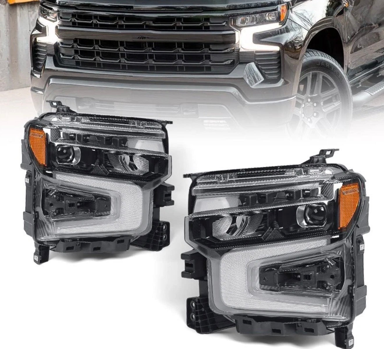 2022-2025 Chevy Silverado 1500 LT / RST, Pair Full LED Headlights