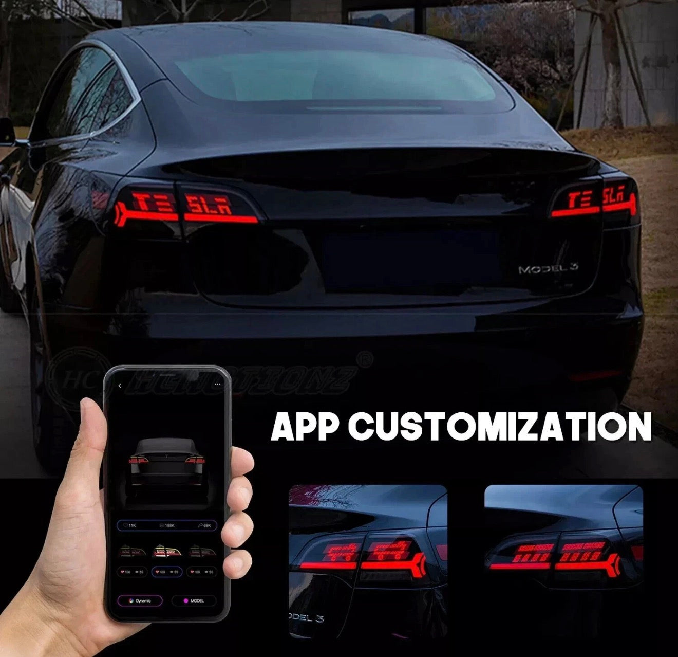 Digtial OLED Tail Lights for Tesla Model Y 2020-2024 Model 3 2017-2023