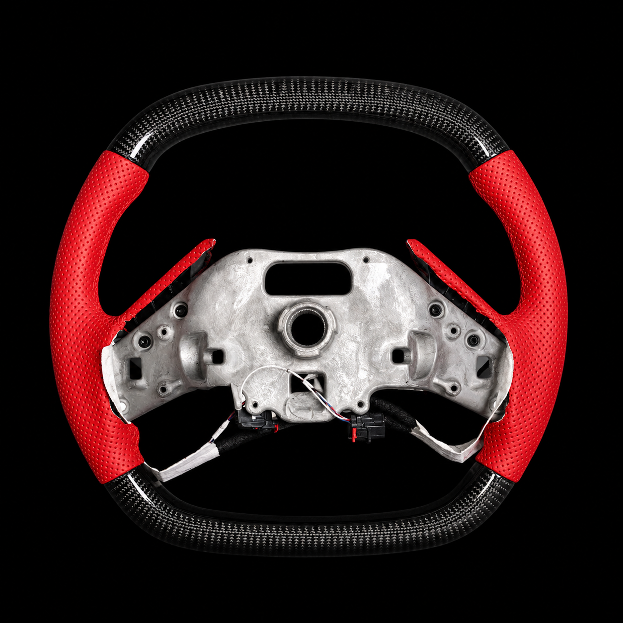 Corvette C8 Carbon Fiber LED Steering Wheel – Red Perforated Leather | Heated & Thumb Grip Edition (2020–2025)