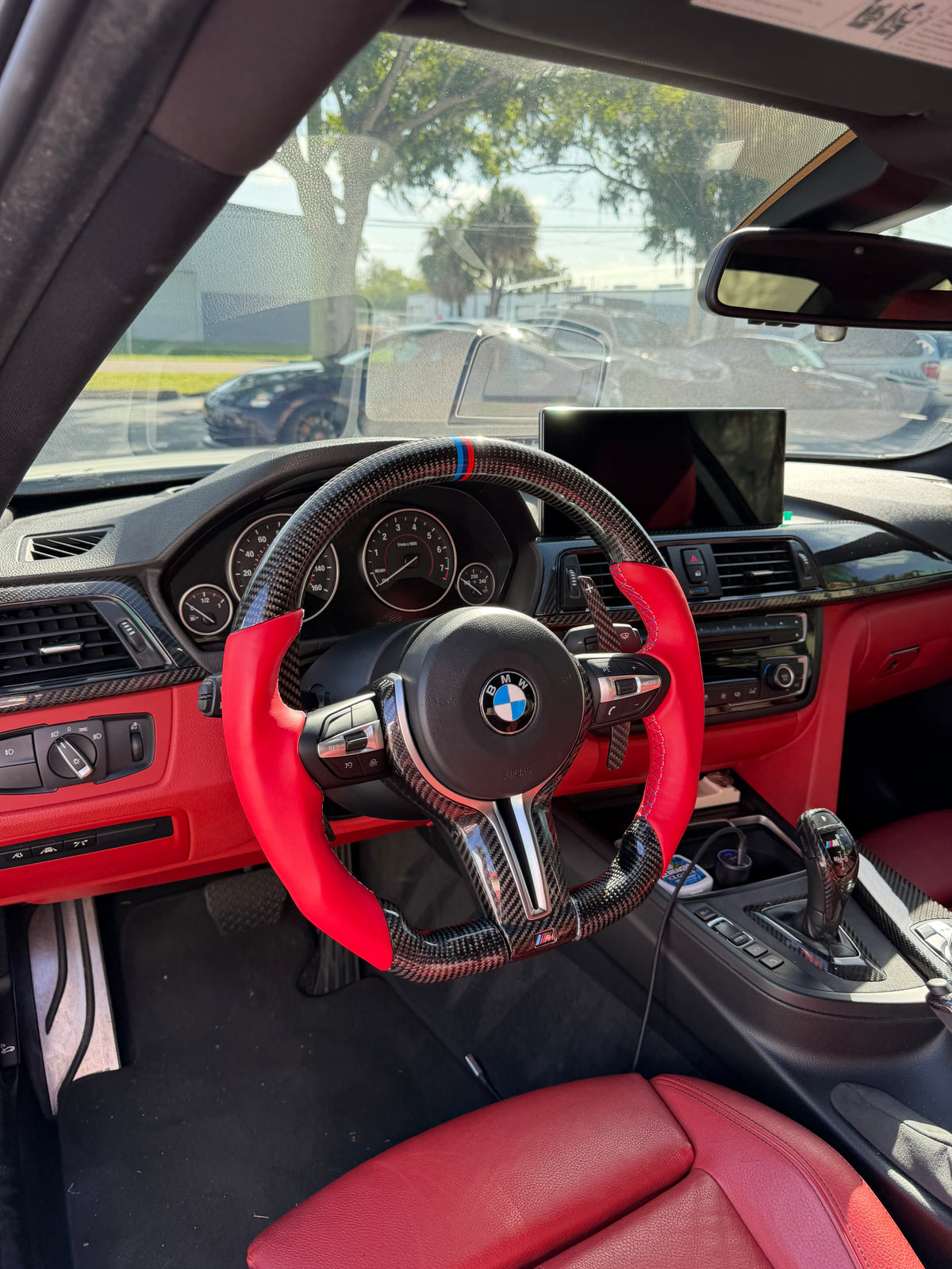 BMW M Performance Red Leather + Carbon Steering Wheel | For 2008-2018 models