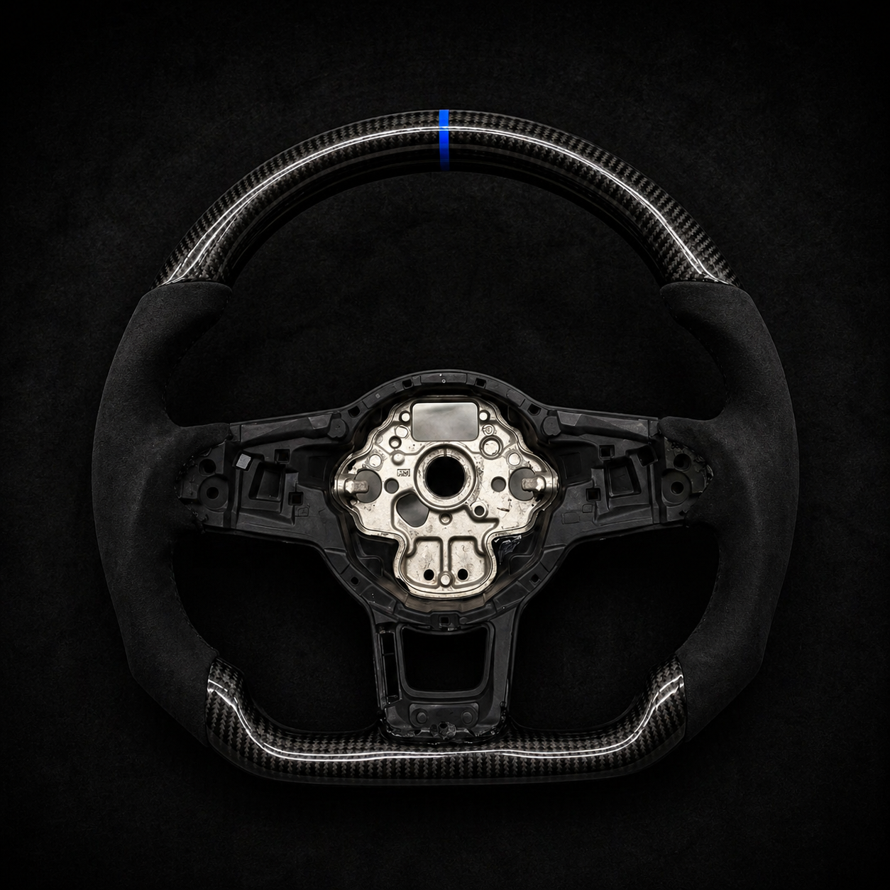 Custom Carbon Fiber R-Line Sport Steering Wheel for VW Golf MK7 / MK7.5 GTI GTD GTE R & Polo – Alcantara, Flat Bottom, Multicolor Options