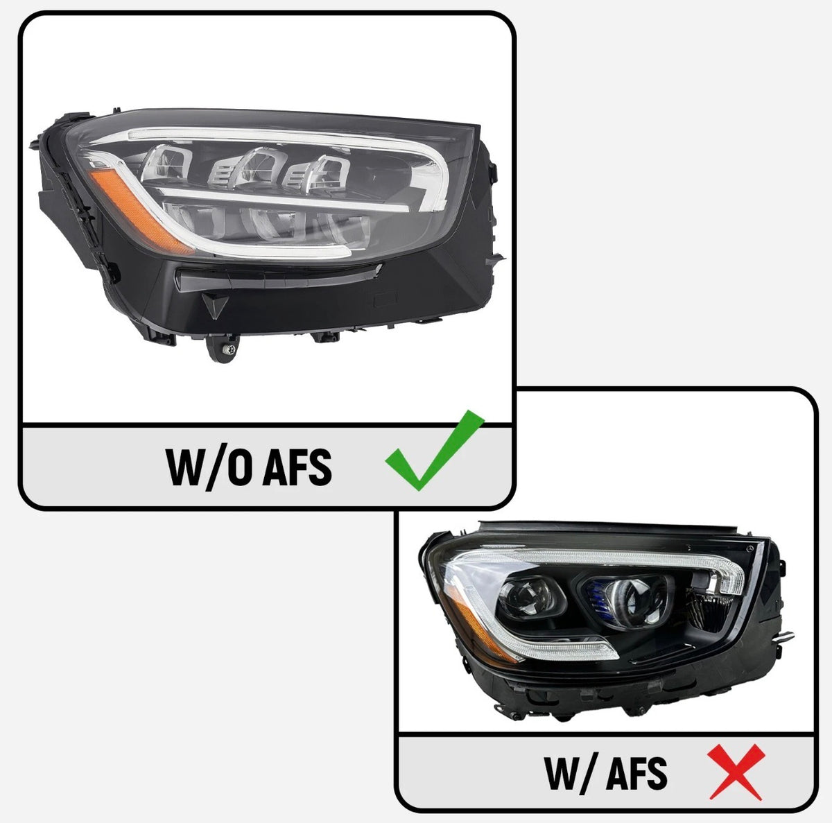 2020-2022 Mercedes-Benz GLC-Class X253 LED Headlight Non-AFS Left+Right Pair