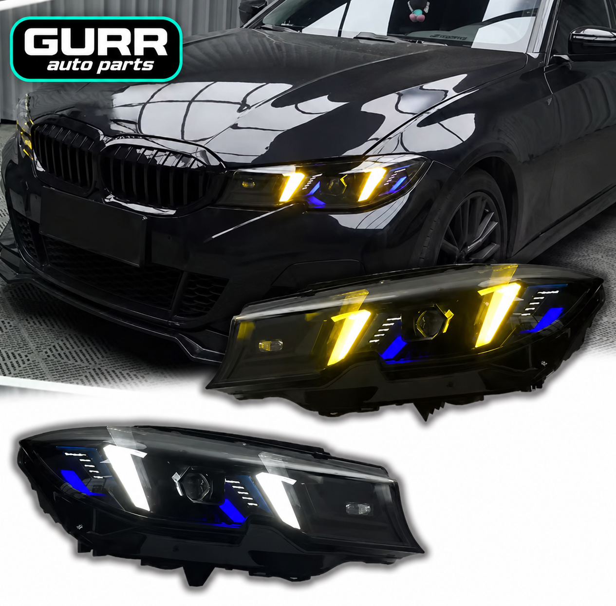 BMW G20/G28 Snake Style LED Headlights (2019–2022) – Dual Color Yellow/White DRL | Plug & Play