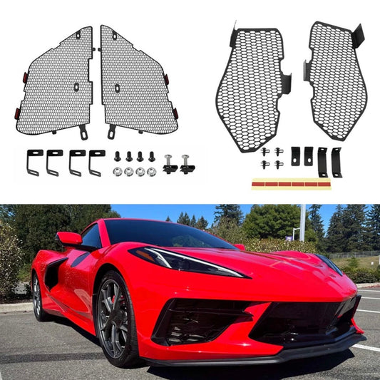 Corvette C8 2020-2026 Side Vent Intake Mesh Grille Insert +Front GRILL GUARD Kit