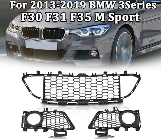 Front Bumper Center & Side Grille For 2013-2019 BMW 3Series F30 F31 F35 M Sport