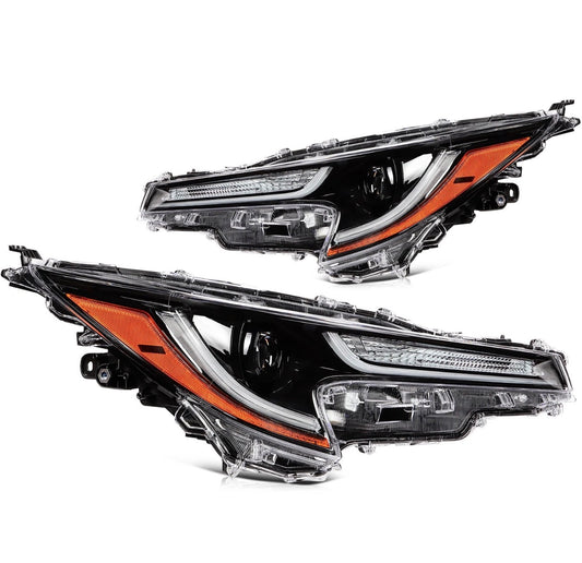 Pair Headlight Assembly w/LED DRL For 2020 2021-22 Toyota For Corolla L LE Black