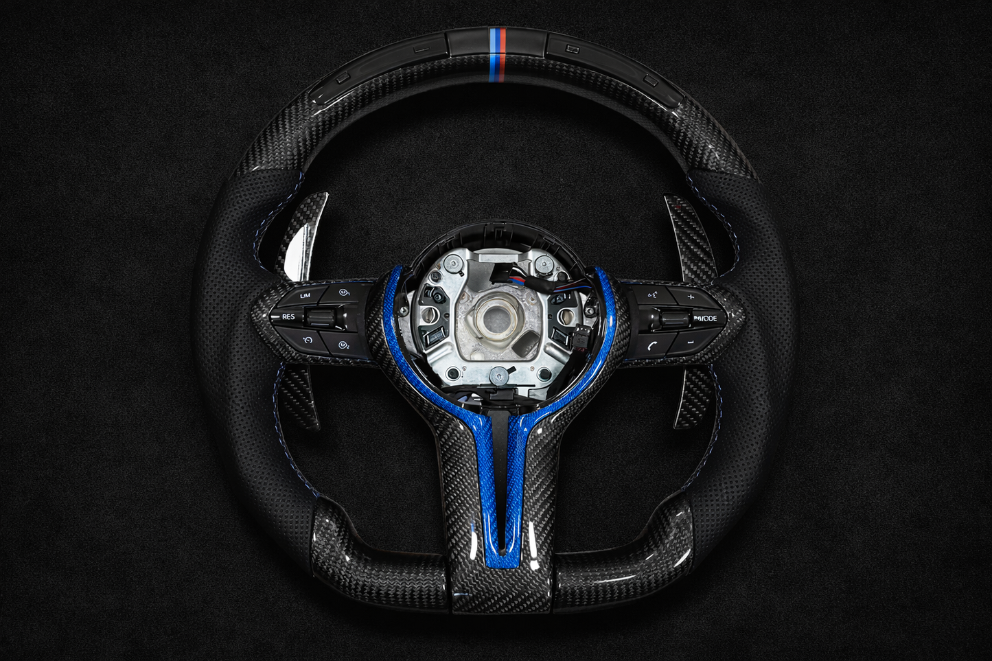 BMW GURR Style Carbon Fiber Steering Wheel With LED Display & Magnetic Carbon paddle shifters For 2012-2019 Models