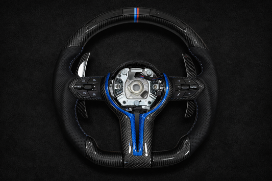 BMW GURR Style Carbon Fiber Steering Wheel With LED Display & Magnetic Carbon paddle shifters For 2012-2019 Models