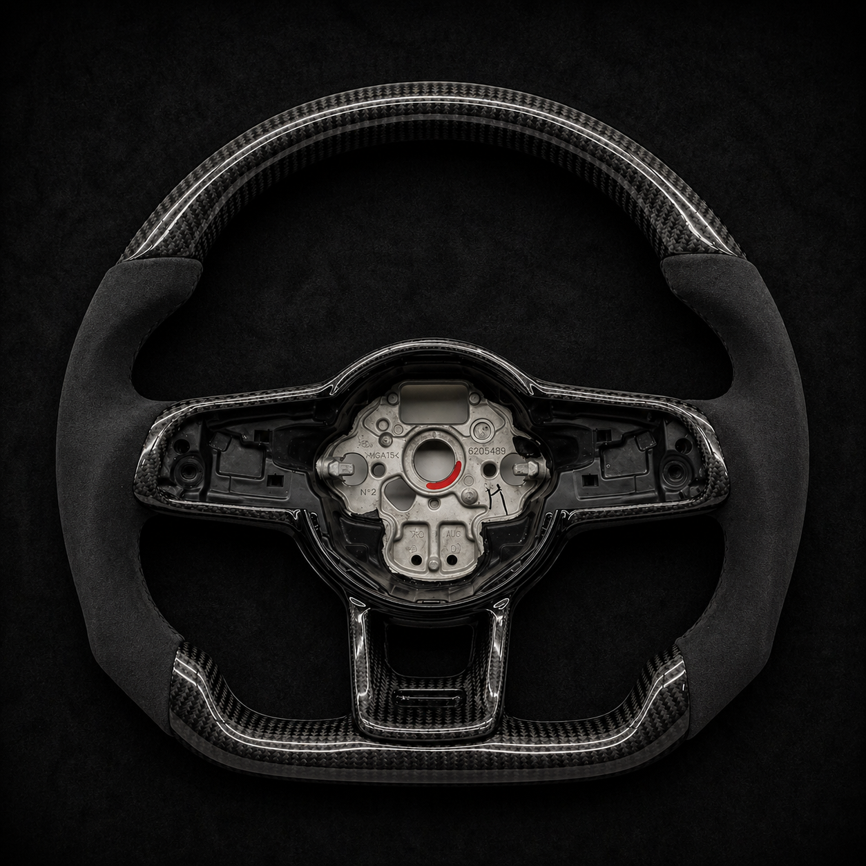 Custom Carbon Fiber R-Line Sport Steering Wheel for VW Golf MK7 / MK7.5 GTI GTD GTE R & Polo – Alcantara, Flat Bottom, Multicolor Options