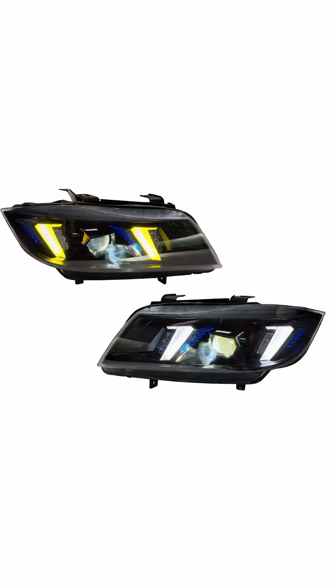 BMW Dual DRLs Yellow & White Snake Style Headlights For E90-93 2006-2011 3 series models