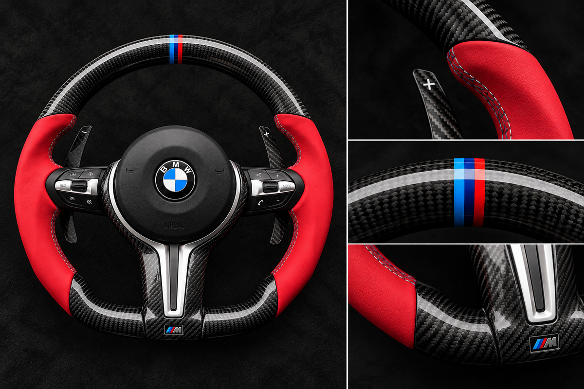 BMW M Performance Red Leather + Carbon Steering Wheel | For 2008-2018 models