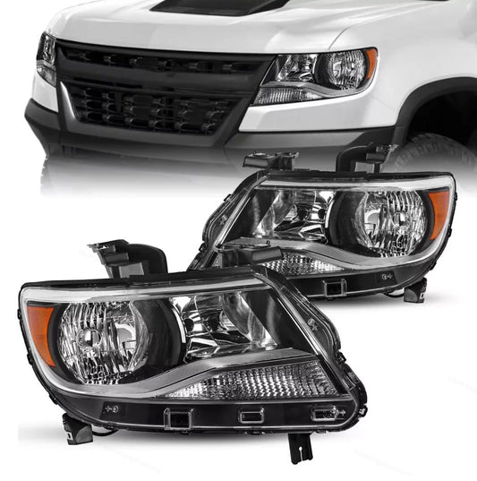 For 2015-2022 Chevy Colorado Base/LT/WT Halogen Headlight w/Bulb Left+Right Pair