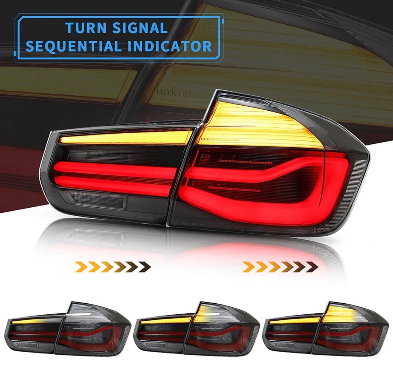 LED Tail Lights For 2012-2018 BMW F30 F35 F80 M3 LCI Style Clear Lens