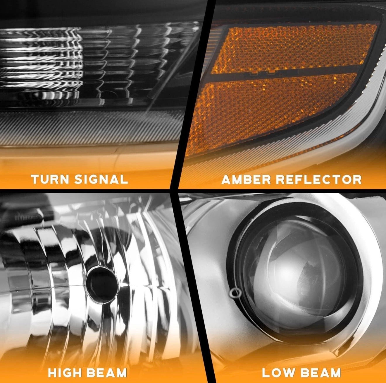 Headlights For 2015-2020 Chevy Tahoe / Suburban Chrome Lamps LH+RH