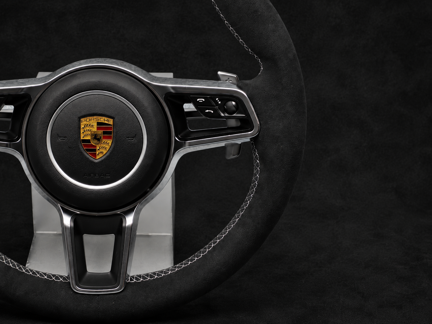 Porsche OEM Style Italian Black Alcantara Steering Wheel For 2012-2025 models