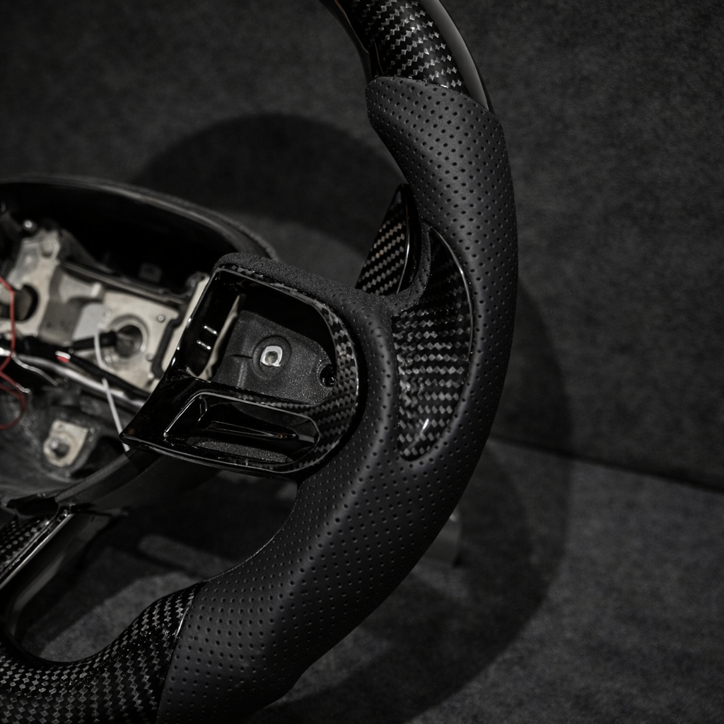Carbon Fiber Flat Bottom Steering Wheel for Dodge Charger / Challenger SRT Scat Pack Hellcat & Jeep Grand Cherokee Trackhawk (2015-2023)