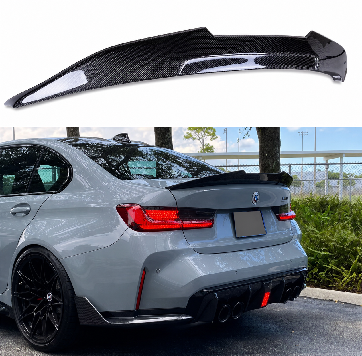 BMW G20 3 Series / G80 M3 PSM Style Carbon Fiber Rear Trunk Spoiler (2019–2025)