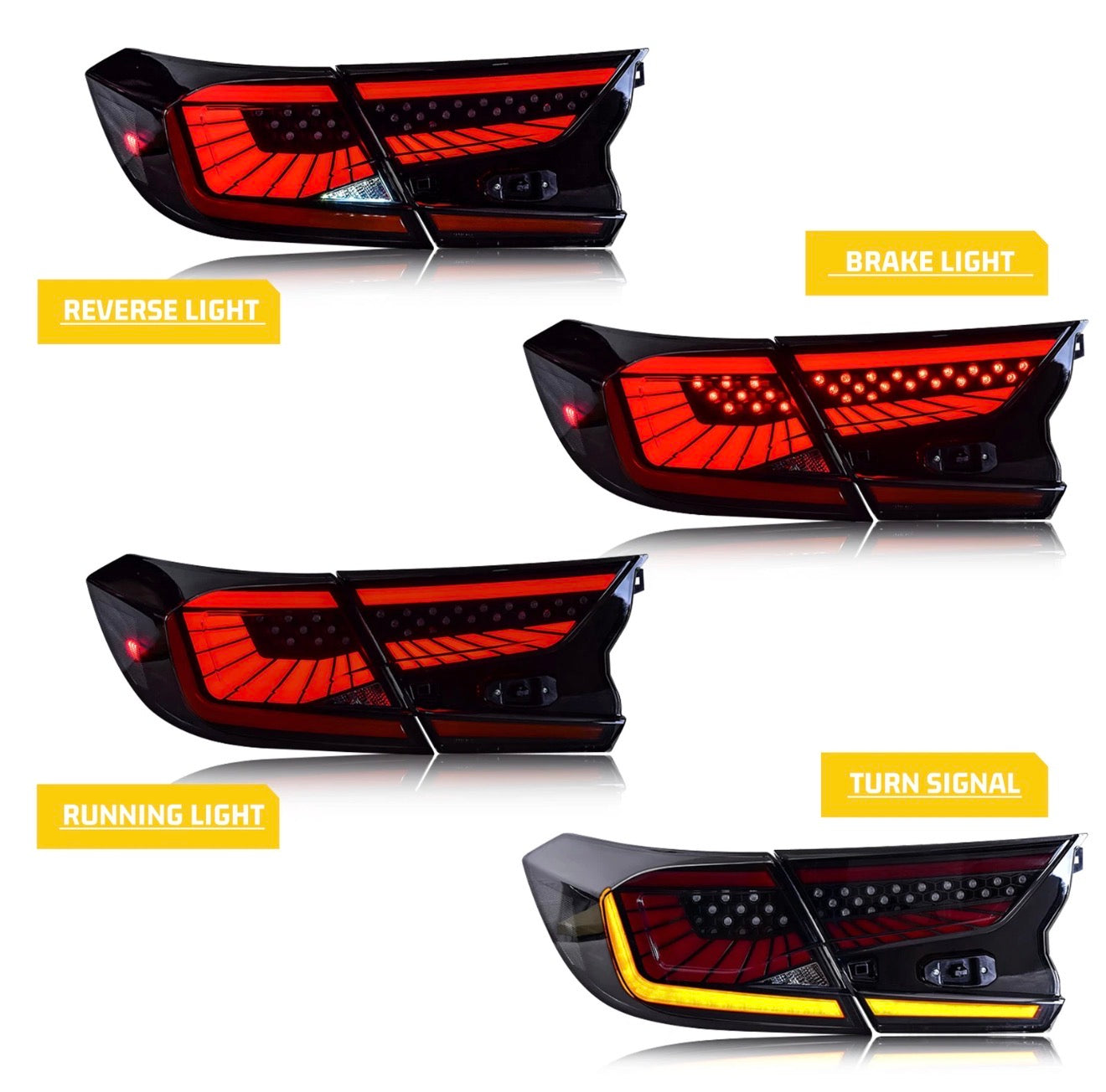 LED Tail Lights for Honda Accord 10Th Gen 2018-2022 Smoked Sequential Rear Lamps