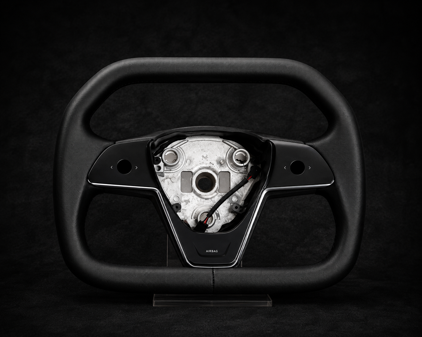 Cybertruck Style Steering Wheel | Full Leather | For Model 3 (2016–2023) & Model Y (2020–2022)