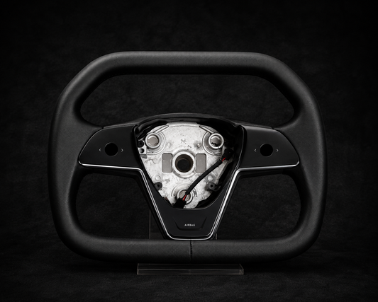 Cybertruck Style Steering Wheel | Full Leather | For Model 3 (2016–2023) & Model Y (2020–2022)