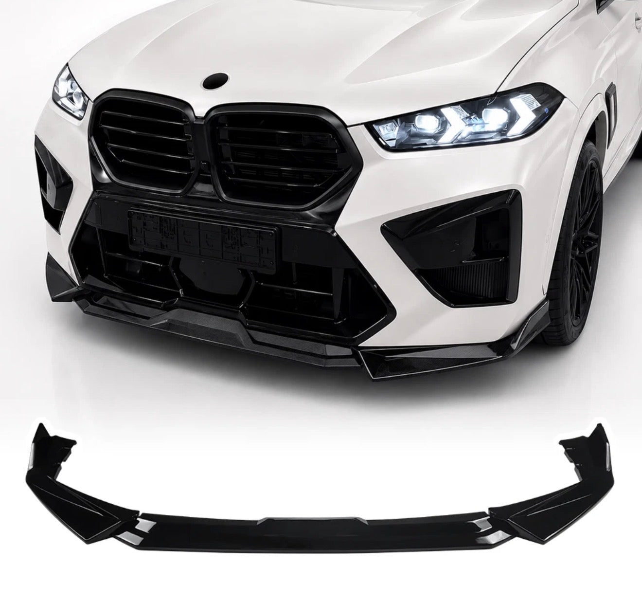 For 2024+ BMW X6M F96 X5M F95 LCI Glossy Black Front Bumper Splitter Lip