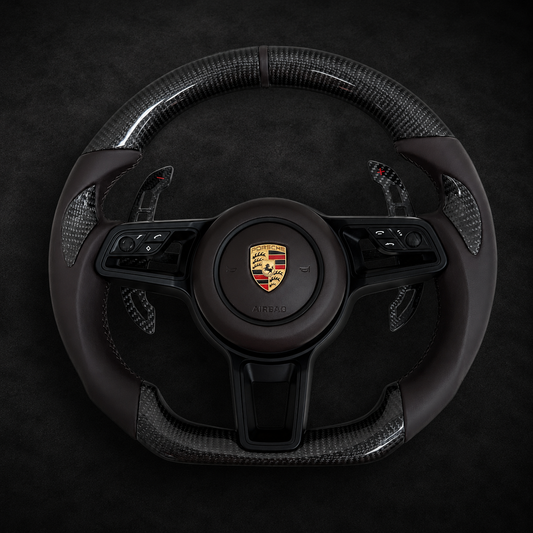 Porsche Carbon Fiber Steering Wheel | Dark Purple Italian Leather | 2016–2026