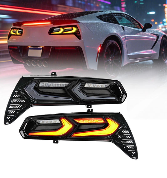 LED Tail Lights Sequential Smoke Lens L+R Set for 2014-2019 Chevy Corvette C7