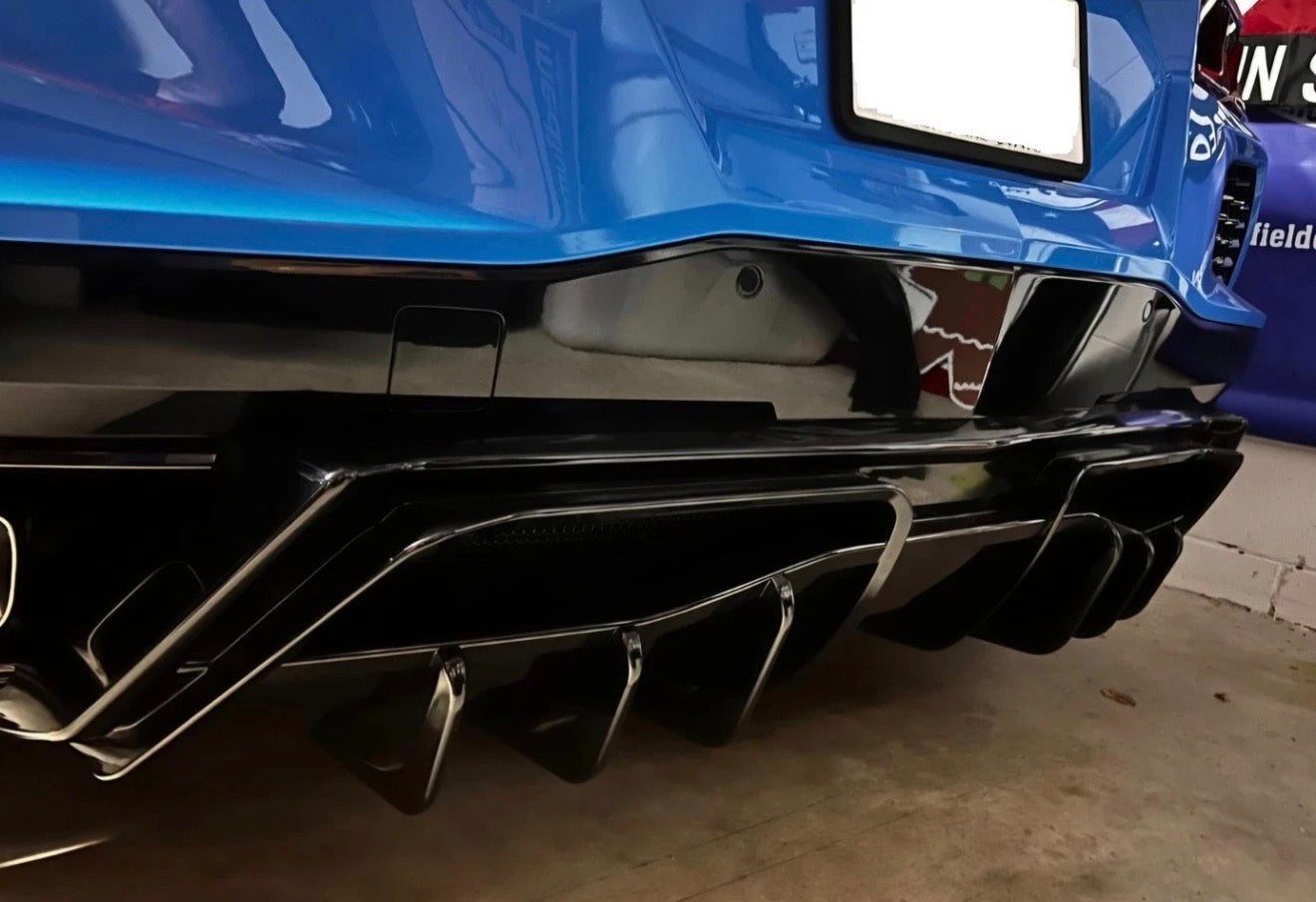 For 20-Up Corvette C8 Base Glossy Black Rear Bumper Add-On Diffuser Splitter Lip Race Style