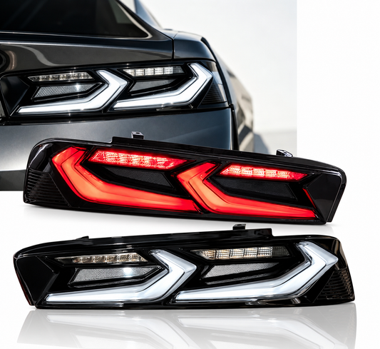 Pair Full LED Tail Lights For 2016-2018 Chevrolet Camaro w/ Sequential Lamp