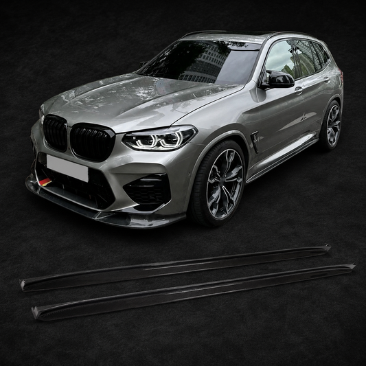 REAL CARBON Side Skirt Extension Panel Lip For BMW X3 X3M F97 X4 X4M F98 2019-22