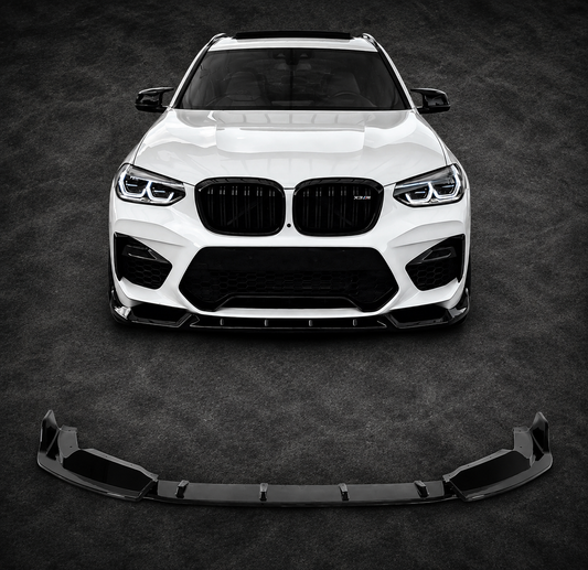 For BMW F97 F98 X3M X4M Competition 19-21 GT-Style Glossy Black Front Bumper Lip