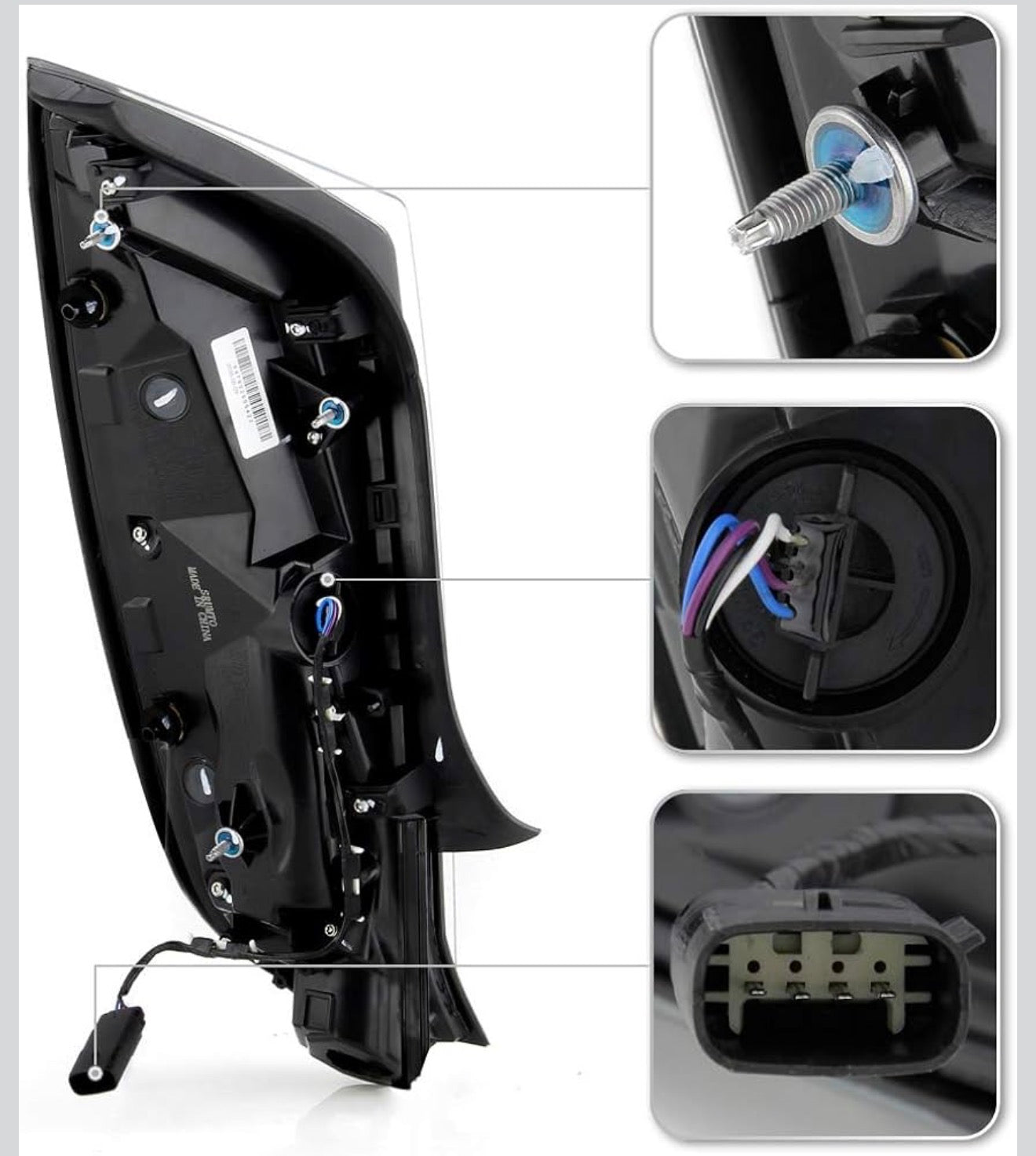 2013-2017 Cadillac XTS Black Housing LED Tail Lights Brake Lamps Assembly Replacement Driver & Passenger