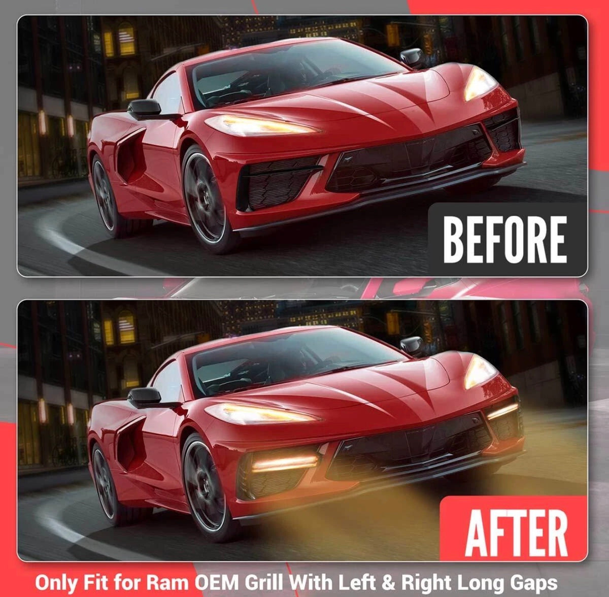Front Bumper Grille Lights LED Turn Signal DRL Lamps For Corvette C8 Coupe 20-26