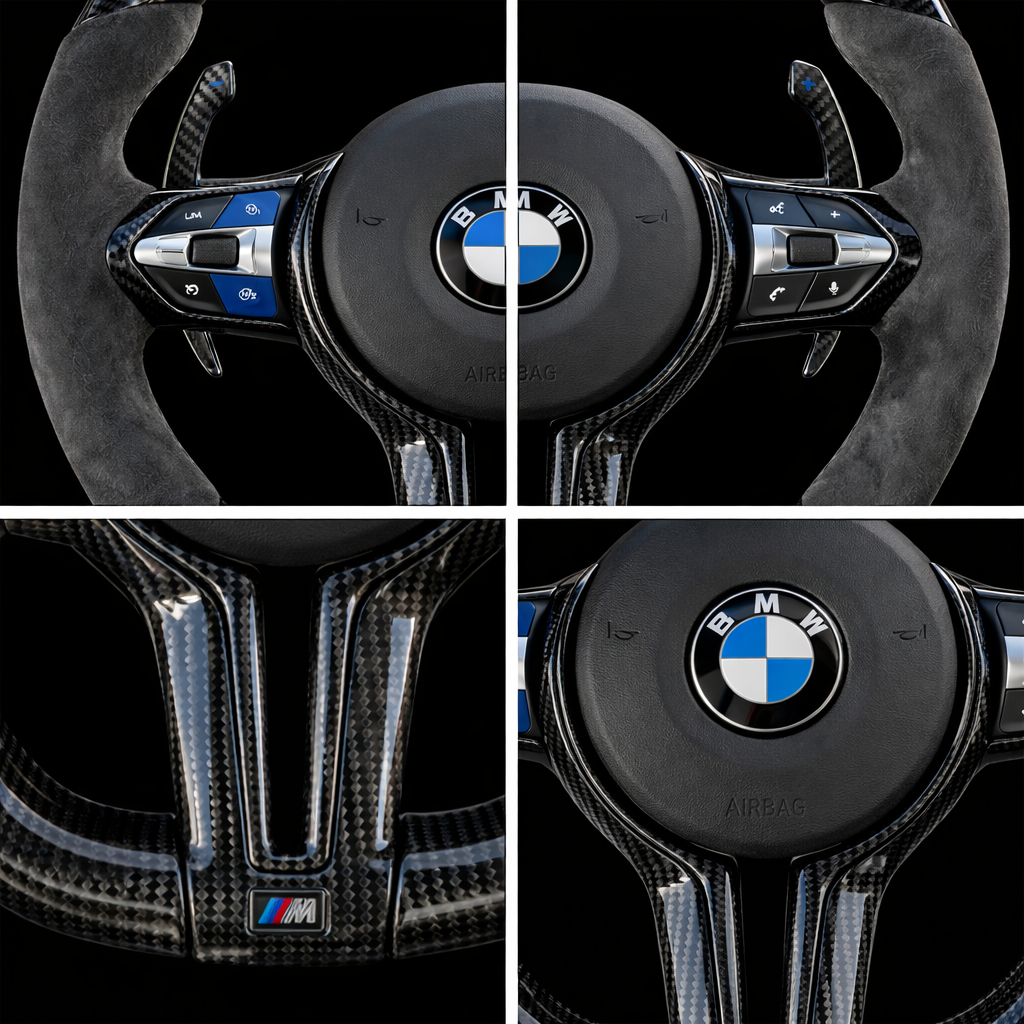 BMW M Performance Full Alcantara & Carbon Fiber Steering Wheel with LED Display for 2012-2019 models