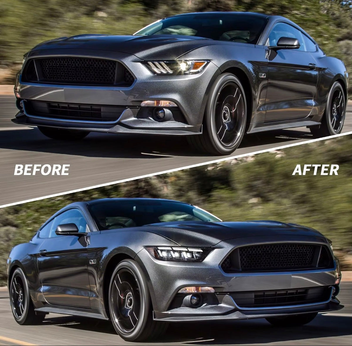 Mustang2015-2017 6th Gen S550 Projector Headlights White Amber DRL
Animated Sequential Turn Signal 35W 12V