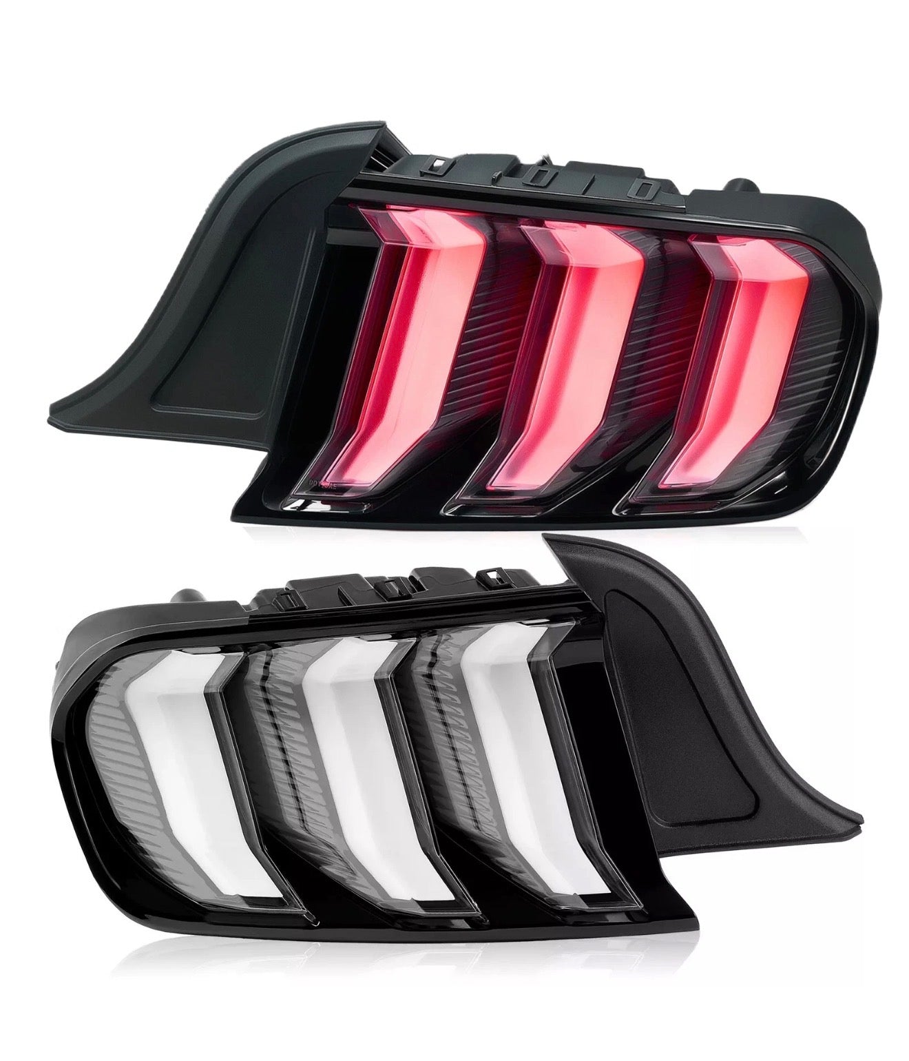 2015-2023 Ford Mustang Black/Clear LED Sequential Tube Tail Lights Brake Lamps