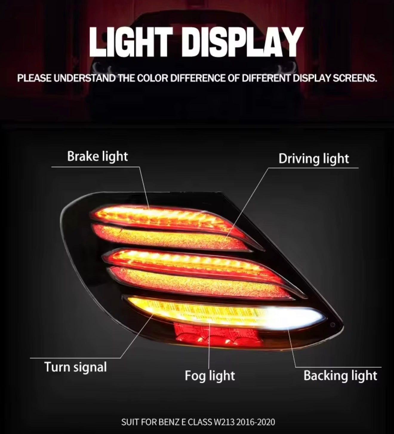 Mercedes Benz E-class 2016-2020 W213 clear lens LED Taillights