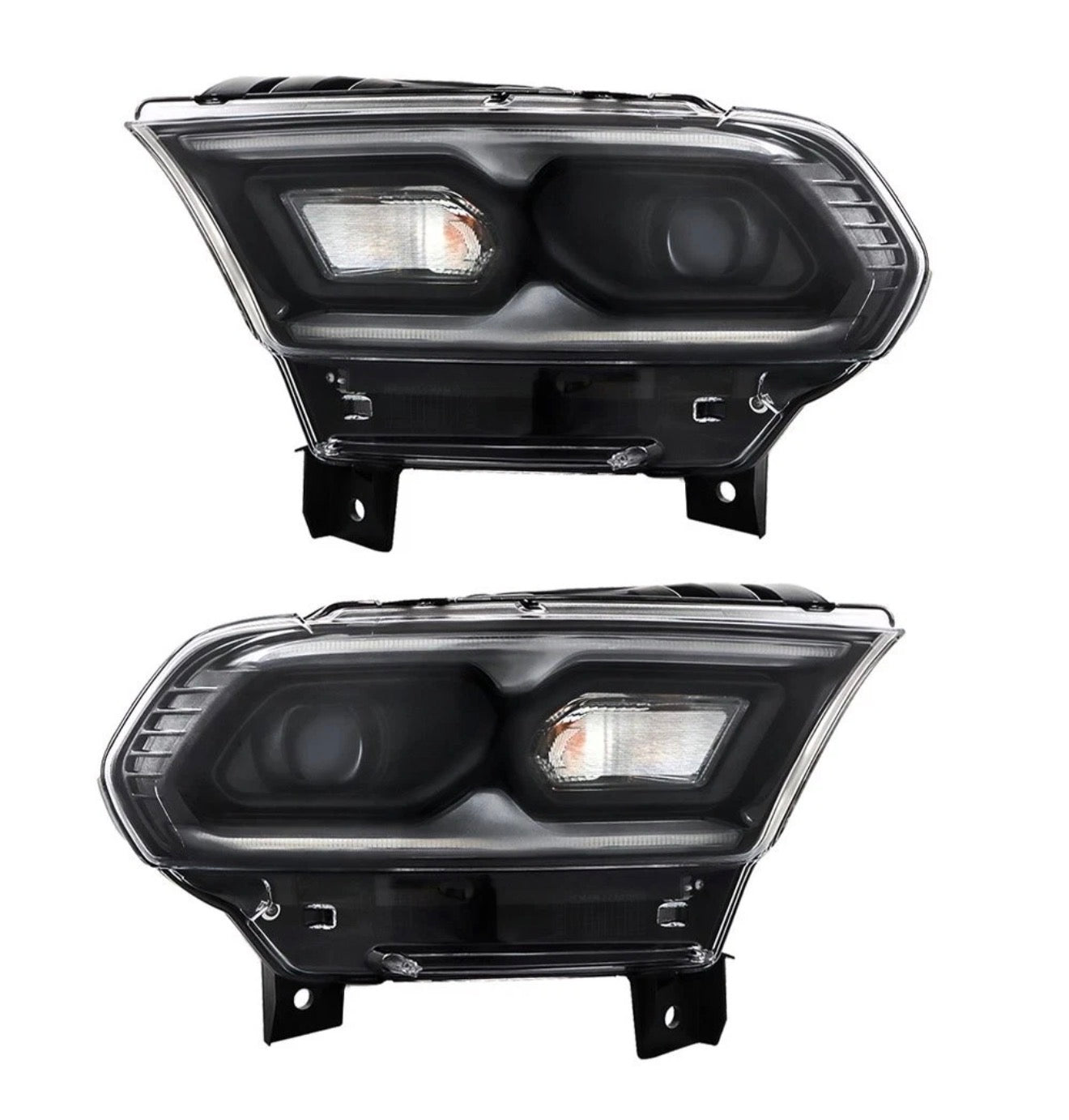 Black For 2021-2023 Dodge Durango Pair of Headlights LED W/ Halogen Turn Signal