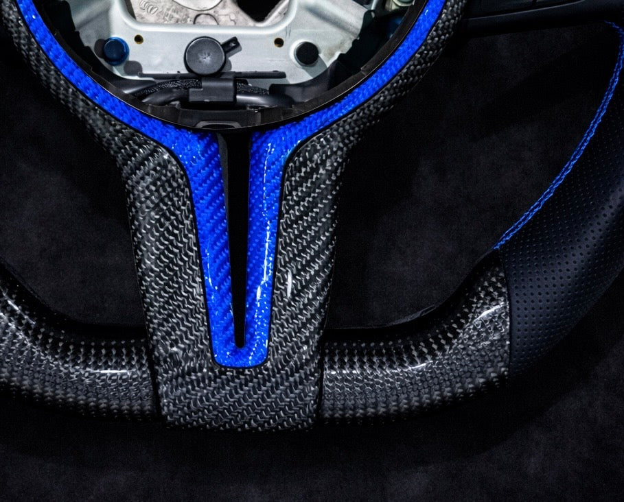 BMW M Performance Carbon Fiber Blue Delivery Leather steering wheel for 2012-2018 models