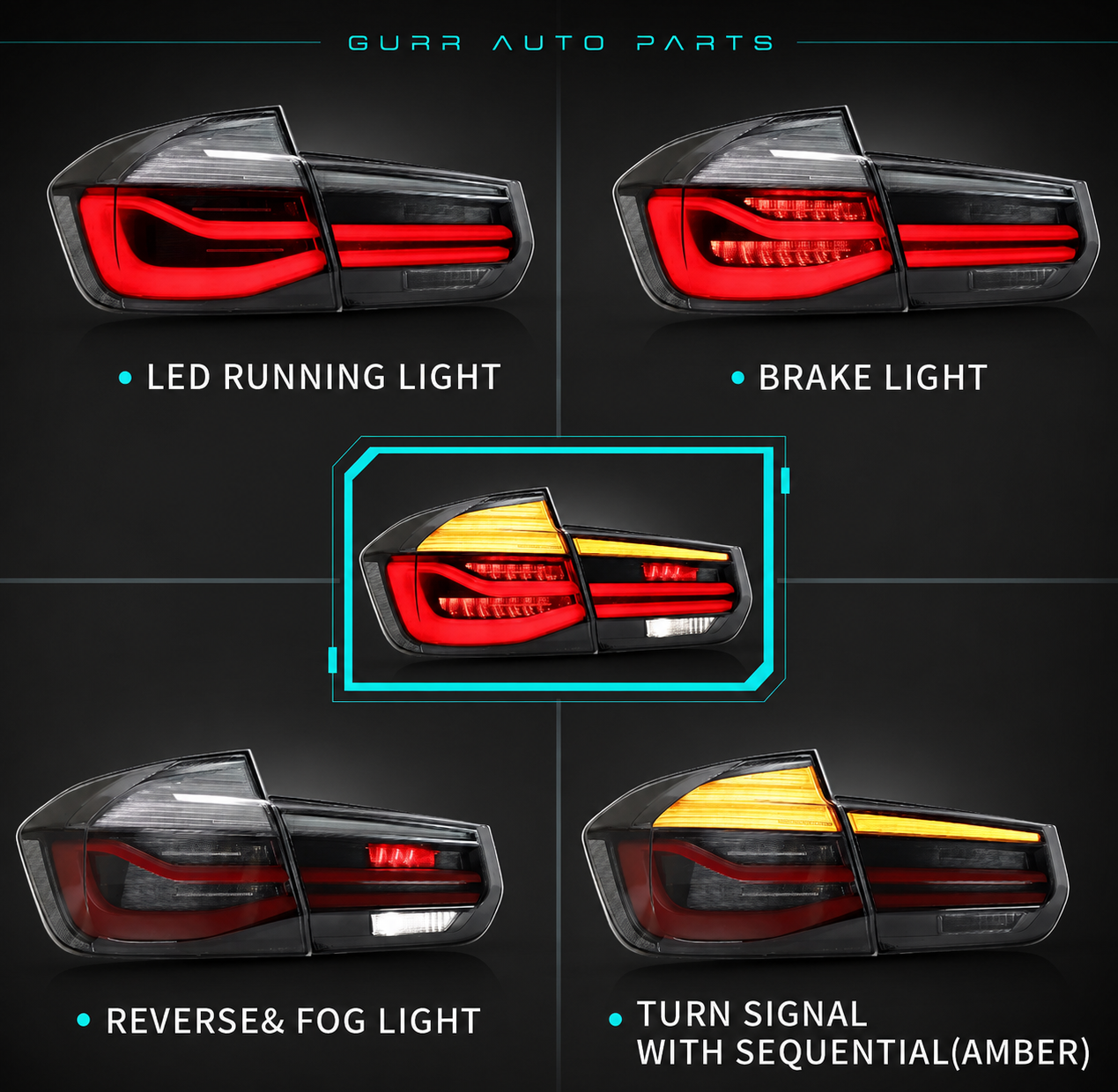 LED Tail Lights For 2012-2018 BMW F30 F35 F80 M3 LCI Style Clear Lens