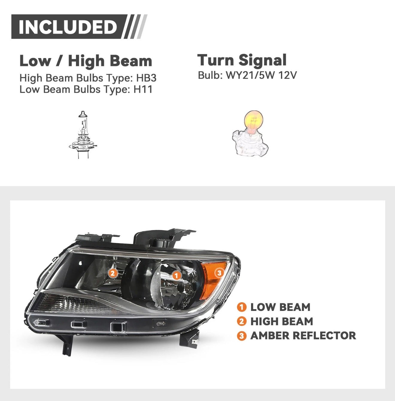 For 2015-2022 Chevy Colorado Base/LT/WT Halogen Headlight w/Bulb Left+Right Pair