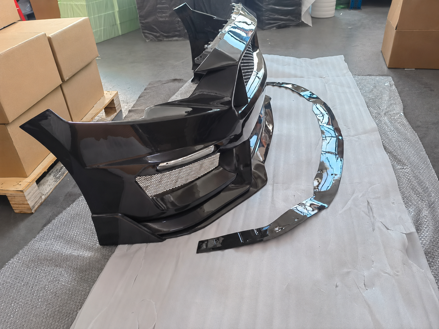 2018–2023 Ford Mustang Full Dry Carbon Fiber Front Bumper & Aero Body Kit – Gloss Finish