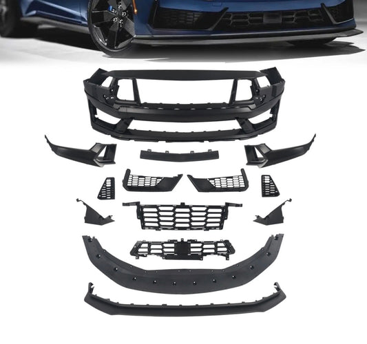 For Ford Mustang 2024-2025 Up Front Bumper Cover Grille Kit Dark Horse Style